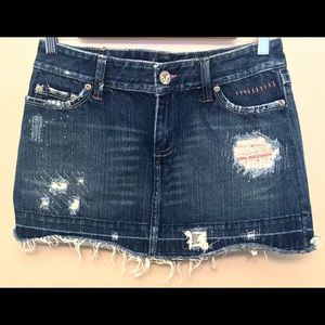 American Eagle Distressed Jean Mini Skirt